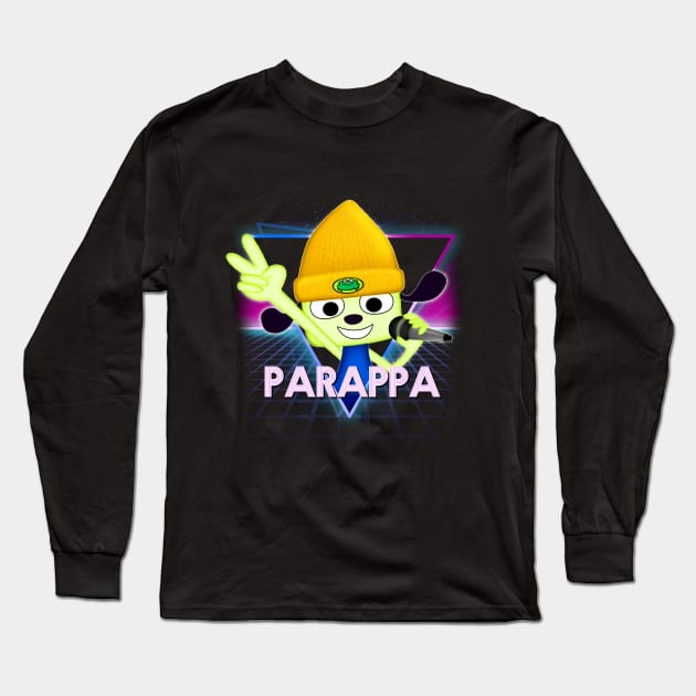 PaRappa The Rapper Retro 80s Neon Landscape Long Sleeve T-Shirt by Bevatron